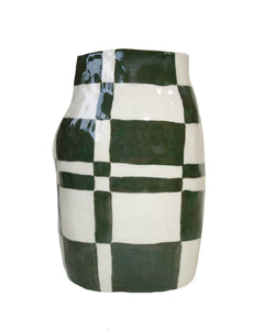 Large Green checker Vase