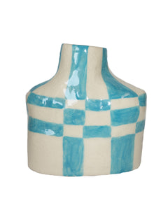 Small Blue Check Vase