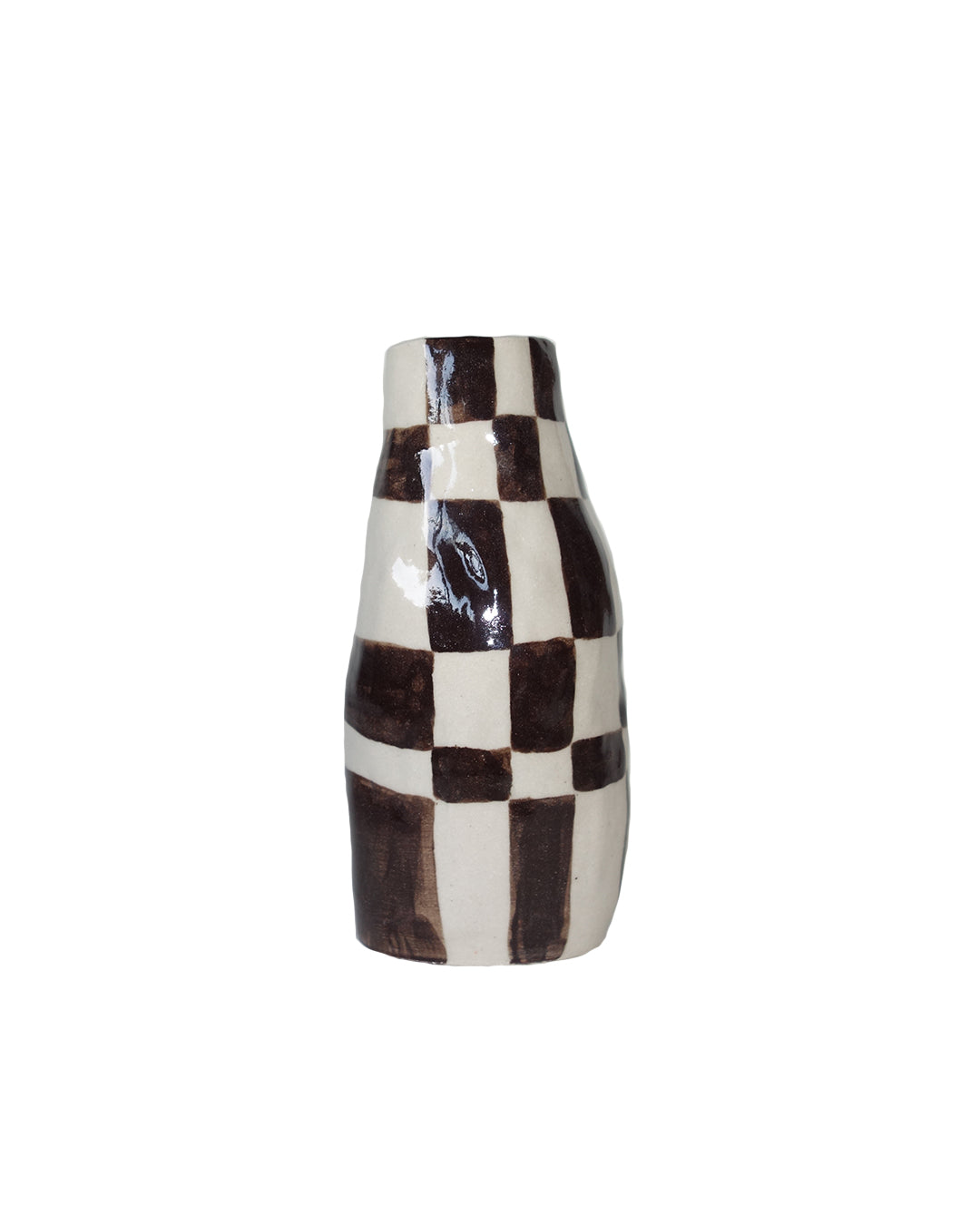 Medium Brown Checker Vase